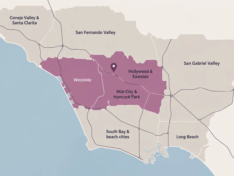 Map of the Los Angeles areas Tulip serves