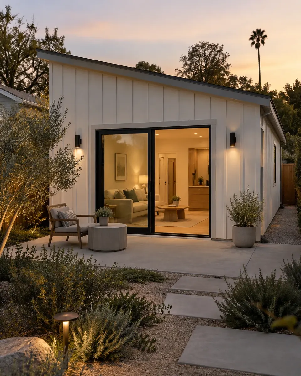 Design concept: small modern ADU in a California backyard