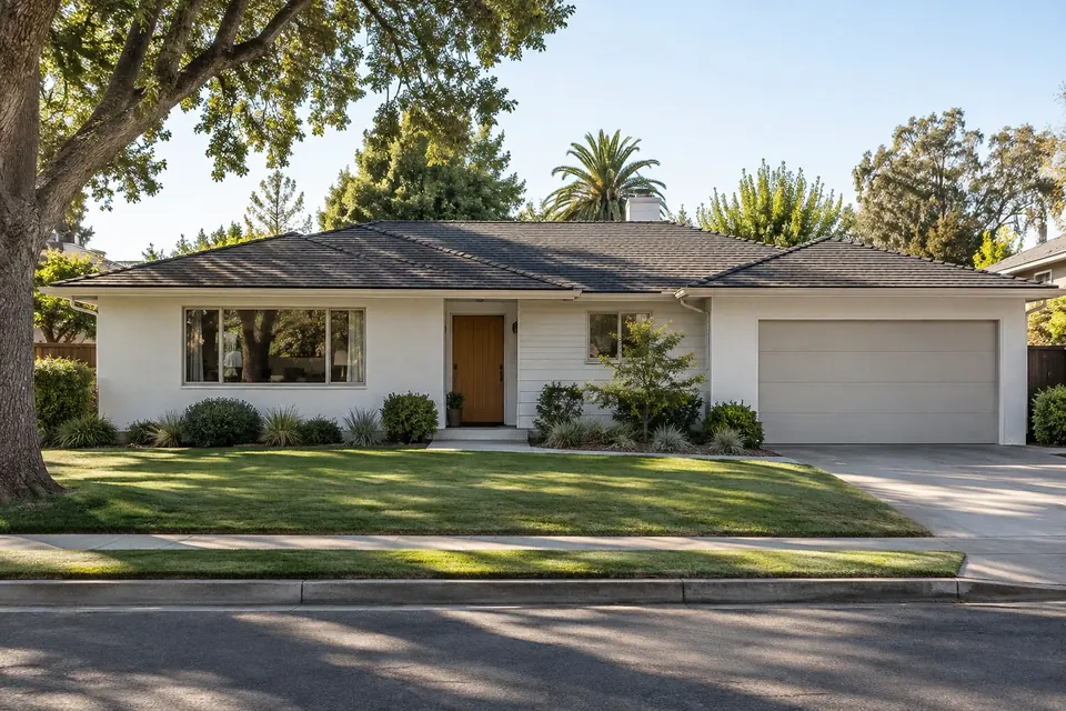 Design concept, before: single-story 1950s ranch home