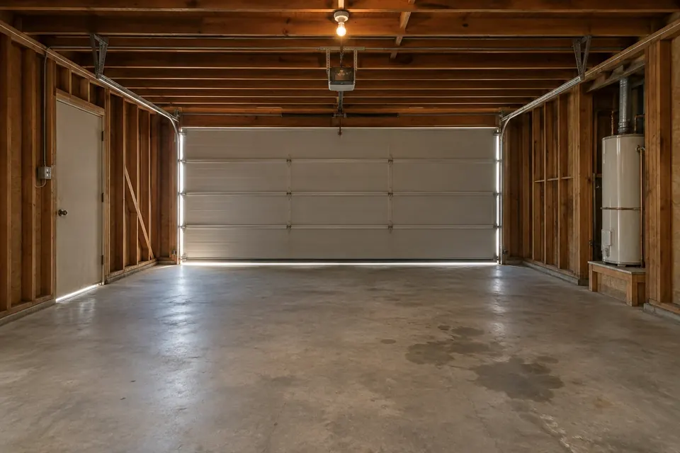 Illustration, typical garage conversion, stage 1: the empty garage