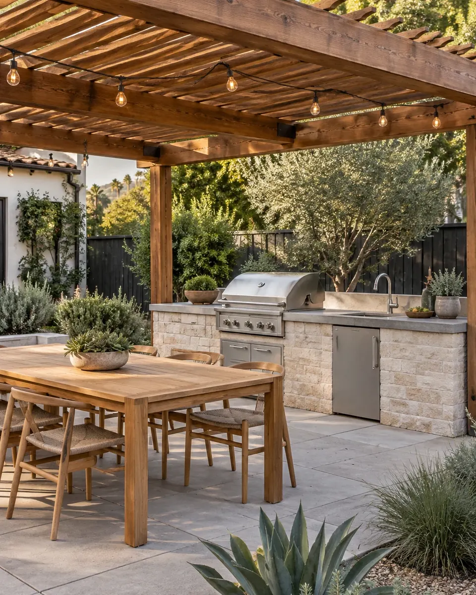 Design concept: outdoor kitchen under a pergola