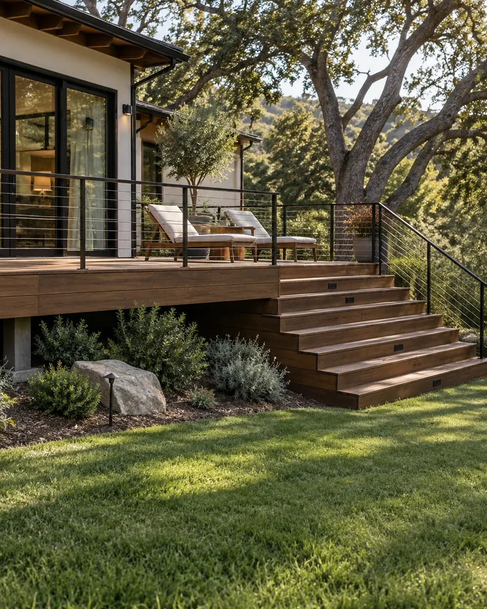 Design concept: deck with stairs to the yard