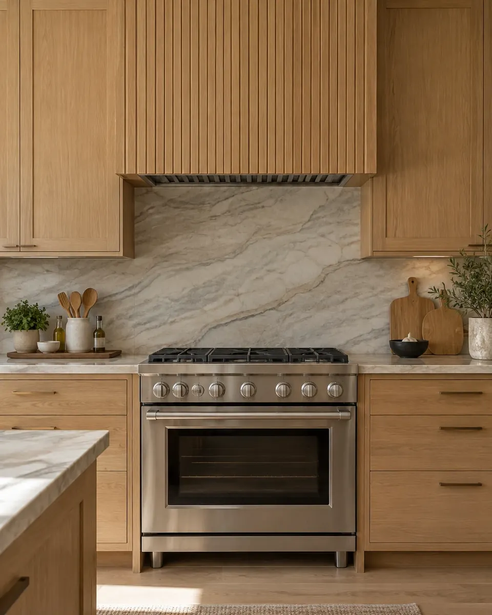 Design concept: wood-clad range hood surround