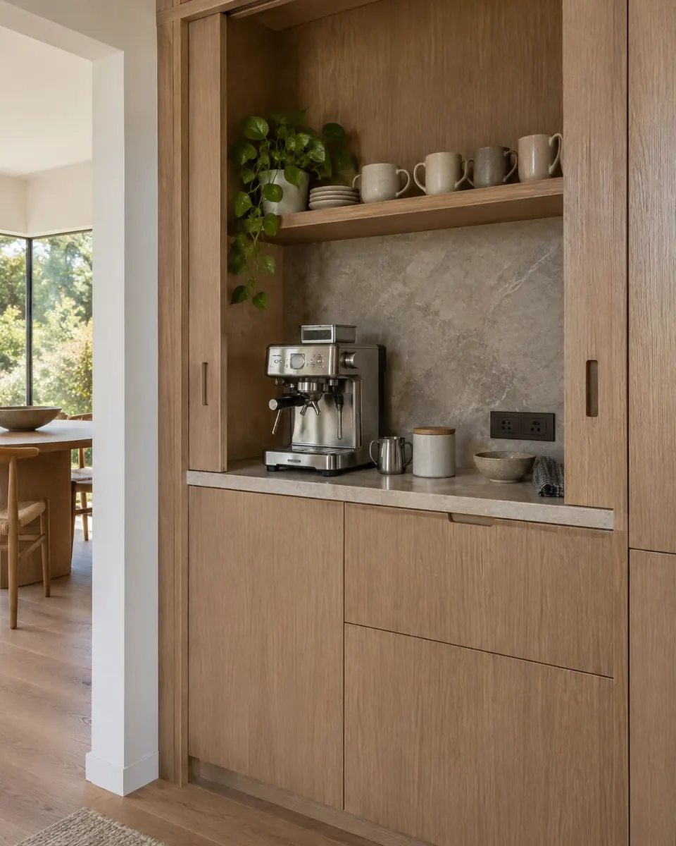 Design concept: built-in coffee station with pocket doors