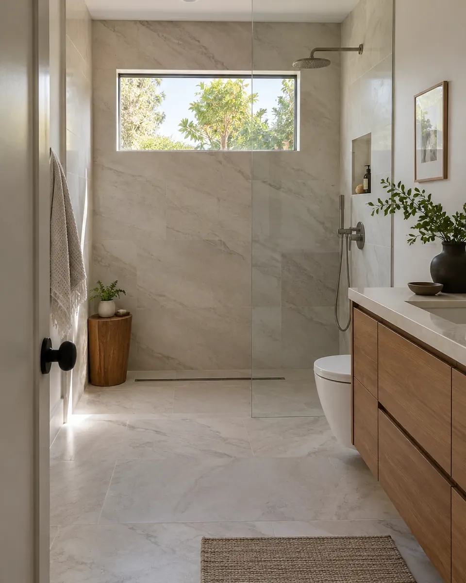 Design concept: curbless shower in a former tub alcove