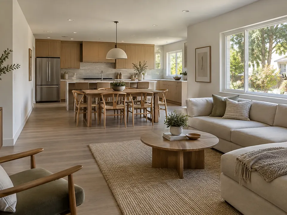 Design concept: open living and dining space at the essential finish level