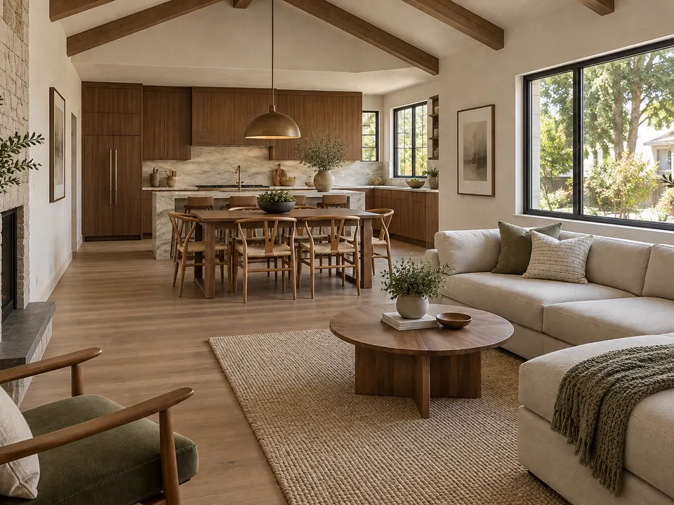 Design concept: open living and dining space at the premium finish level