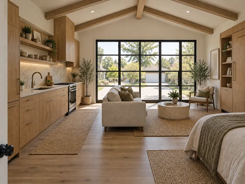 Design concept: garage converted into a studio at the premium finish level